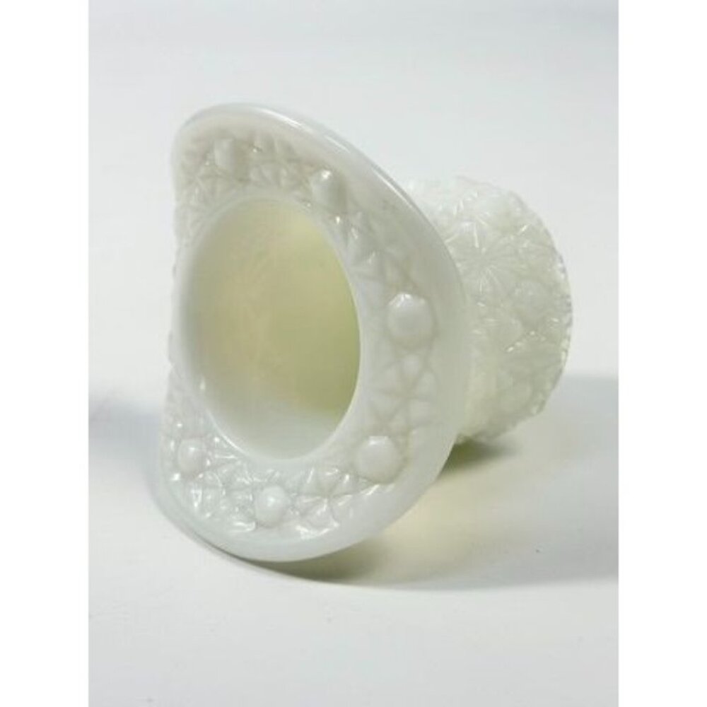 Toothpick Holder Vase Candleholder Fenton Daisy Button Top Hat Opalescent Milk G - Picture 8 of 16